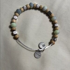 Alex and Ani Silver and Green Beaded Bracelet